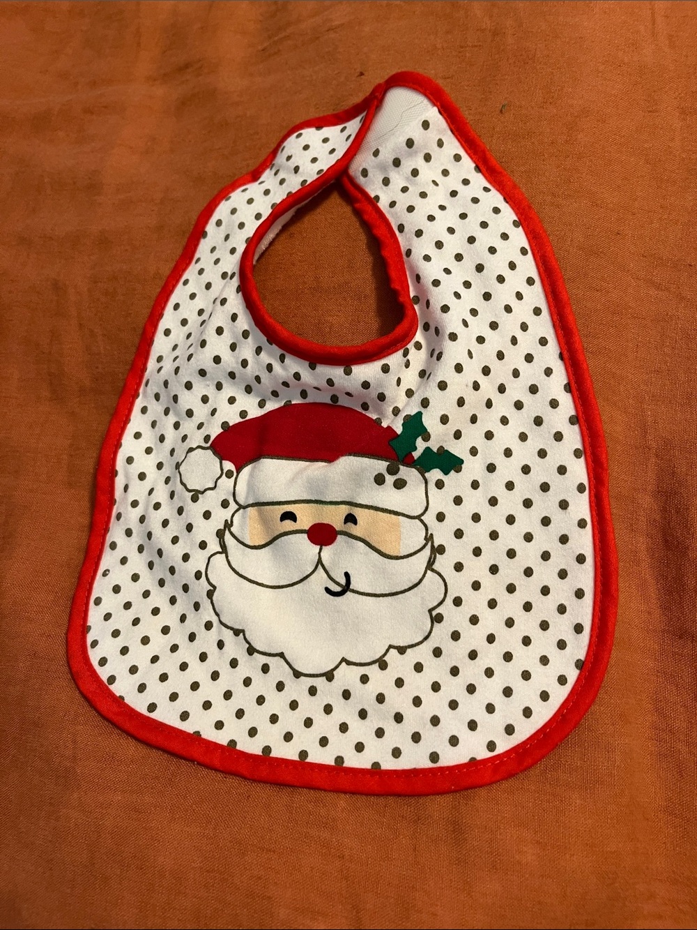 Baby Essentials Santa Face Bib - White with Red Trim